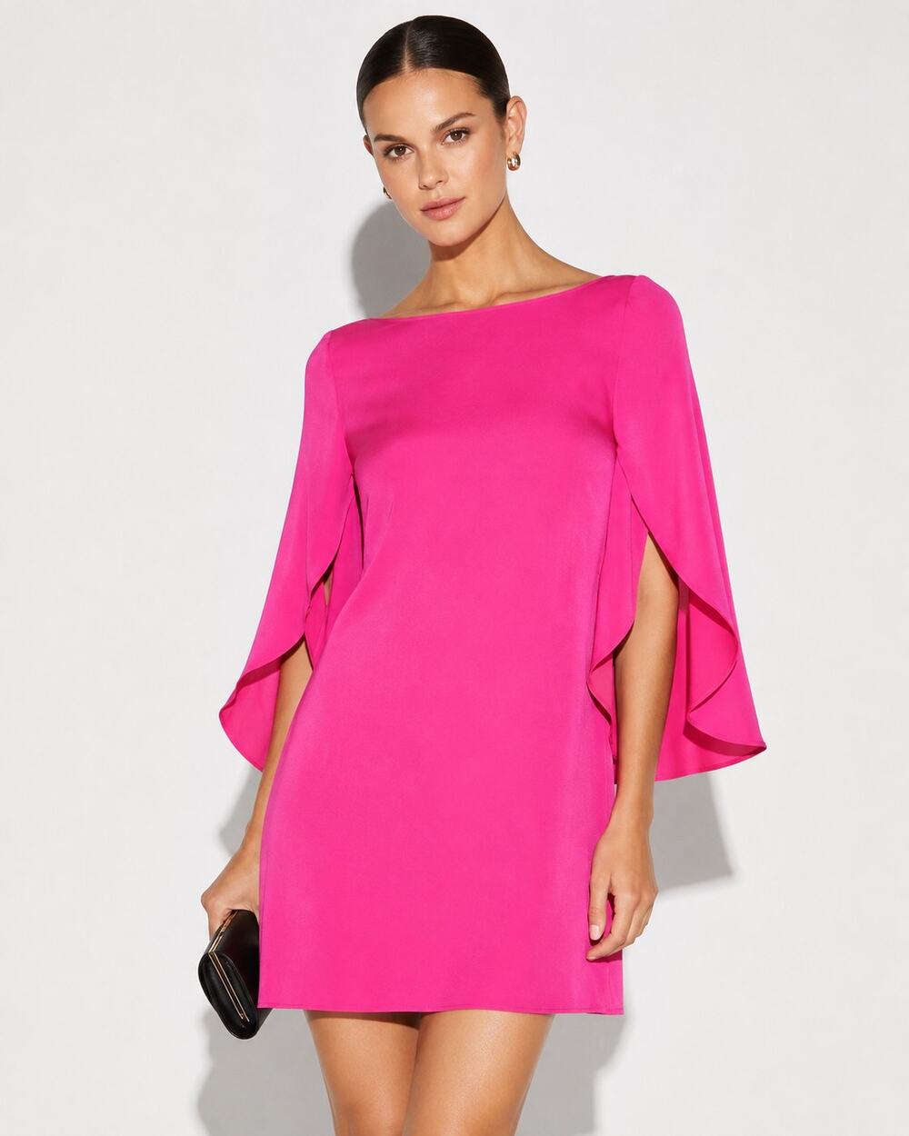 MILLY Butterfly Sleeve Silk Mini Dress Hot Pink Size 8